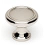 Alno Knobs 1" Ringed Round Solid Brass Mushroom Cabinet Knob / Drawer Knob Polished Nickel