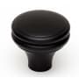 Alno Knobs 1-1/4" Ringed Round Solid Brass Cabinet Knob / Drawer Knob Matte Black
