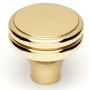 Alno Knobs 1-1/4" Ringed Round Solid Brass Cabinet Knob / Drawer Knob Polished Brass