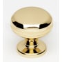 Alno Knobs - 1" Round Beveled Face Solid Brass Mushroom Cabinet Knob / Drawer Knob Polished Brass