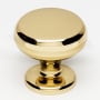 Alno Knobs 1-1/8" Round Beveled Face Solid Brass Mushroom Cabinet Knob / Drawer Knob Polished Brass