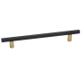 Alno Vita Bella 6" Center to Center Modern Knurled Cabinet Bar Handle / Drawer Bar Pull - Made in Italy Champagne / Matte Black