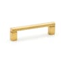 Alno Vogue 3" Center to Center Modern Luxury Solid Brass Round Bar with Block Feet Cabinet Handle / Drawer Pull Satin Brass