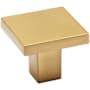 Alno Style Cents 1-3/16 Inch Square Cabinet Knob Brushed Gold