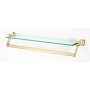 Alno Cube Modern 26" W Solid Brass Towel Bar with Glass Shelf Polished Brass