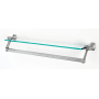 Alno Cube Modern 26" W Solid Brass Towel Bar with Glass Shelf Satin Nickel