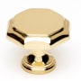 Alno Contemporary 1-1/4" Geometric Beveled Octagon Solid Brass Cabinet Knob / Drawer Knob Unlacquered Brass