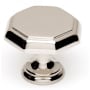 Alno Contemporary 1-1/4" Geometric Beveled Octagon Solid Brass Cabinet Knob / Drawer Knob Polished Nickel