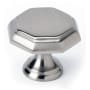 Alno Contemporary 1-1/4" Geometric Beveled Octagon Solid Brass Cabinet Knob / Drawer Knob Satin Nickel
