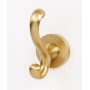 Alno Contemporary I 2" W Solid Brass Scroll Double Prong Bathroom Kitchen Towel Robe Hook Satin Brass