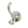 Alno Contemporary I 2" W Solid Brass Scroll Double Prong Bathroom Kitchen Towel Robe Hook Satin Nickel