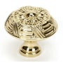 Alno Ribbon & Reed 1-1/2" Estate Style Embossed Ribbon Mushroom Solid Brass Cabinet Knob / Drawer Knob Polished Brass