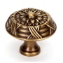 Alno Ribbon & Reed 1-1/2" Estate Style Embossed Ribbon Mushroom Solid Brass Cabinet Knob / Drawer Knob Antique English Matte