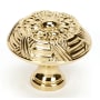 Alno Ribbon & Reed 1-1/2" Estate Style Embossed Ribbon Mushroom Solid Brass Cabinet Knob / Drawer Knob Unlacquered Brass