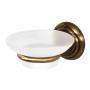 Alno Embassy 4-1/4" W Floating Frosted Glass Bathroom Soap Dish with Brass Bracket Antique English