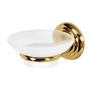 Alno Embassy 4-1/4" W Floating Frosted Glass Bathroom Soap Dish with Brass Bracket Unlacquered Brass