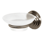 Alno Embassy 4-1/4" W Floating Frosted Glass Bathroom Soap Dish with Brass Bracket Satin Nickel