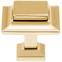 Alno Millennium 1-1/4" Modern Fluted Square Solid Brass Cabinet Knob / Drawer Knob Unlacquered Brass