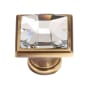 Alno Solid Brass 1-1/4" Square Luxury Designer Glam Cabinet Knob with Swarovski Crystal Polished Antique