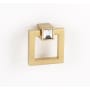 Alno 1-1/2 Inch Square Ring Cabinet Pull with Square Crystal Mount Satin Brass