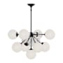 Alora Lighting Celia 8 Light 25" Wide Sputnik Chandelier Matte Black / Opal Glass