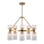 Alora Lighting Nelly 10 Light 26" Wide Chandelier with Ribbed Glass Shades Brushed Gold / Clear Ribbed Glass