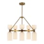 Alora Lighting Nelly 10 Light 26" Wide Chandelier with Ribbed Glass Shades Brushed Gold / Glossy Ribbed Opal Glass