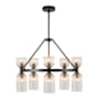 Alora Lighting Nelly 10 Light 26" Wide Chandelier with Ribbed Glass Shades Matte Black / Clear Ribbed Glass