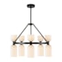 Alora Lighting Nelly 10 Light 26" Wide Chandelier with Ribbed Glass Shades Matte Black / Glossy Ribbed Opal Glass