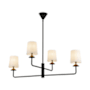 Alora Lighting Bridgette 4 Light 44" Wide Chandelier with Linen Shades Matte Black / White Linen
