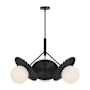 Alora Lighting Plume 2 Light 24" Wide Chandelier Matte Black / Opal Glass