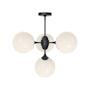 Alora Lighting Nouveau 4 Light 26" Wide Chandelier with Opal Glass Shades Matte Black