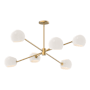 Alora Lighting Willow 6 Light 37" Wide Chandelier with Opal Glass Shades Brushed Gold