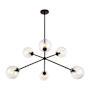 Alora Lighting Cassia 6 Light 40" Wide Sputnik Chandelier Matte Black / Clear Glass
