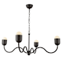 Alora Lighting Effie 4 Light 39" Wide Chandelier with Frosted Glass Shades Matte Black / Opal Glass