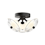 Alora Lighting Hera 13" Wide Flush Mount Ceiling Fixture Matte Black / Clear Ribbed