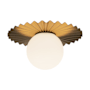 Alora Lighting Plume 12" Wide Flush Mount Globe Ceiling Fixture with Opal Glass Shade Brushed Gold