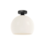 Alora Lighting Castilla 12" Wide Semi-Flush Globe Ceiling Fixture with Opal Glass Shade Matte Black