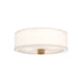 Alora Lighting Theo 3 Light 24" Wide Flush Mount Drum Ceiling Fixture with Linen Shade Aged Gold