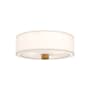 Alora Lighting Theo 3 Light 24" Wide Flush Mount Drum Ceiling Fixture with Linen Shade Aged Gold