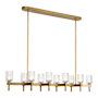 Alora Lighting Lucian 10 Light 52" Wide Linear Pendant Vintage Brass / Clear Crystal