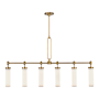 Alora Lighting Wynwood 6 Light 52" Wide Linear Pendant Vintage Brass / Glossy Opal Glass