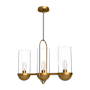 Alora Lighting Cyrus 3 Light 24" Wide Outdoor Chandelier with Clear Glass Shades Aged Gold