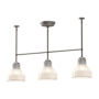 Alora Lighting Westlake 3 Light 34" Wide Linear Pendant with Glossy Opal Glass Shades Brushed Nickel