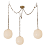 Alora Lighting Cherise 3 Light 12" Wide Multi Light Pendant with Ribbed Opal Glass Shades Brushed Gold / Glossy Ribbed Opal Glass