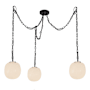 Alora Lighting Cherise 3 Light 12" Wide Multi Light Pendant with Ribbed Opal Glass Shades Matte Black / Glossy Ribbed Opal Glass