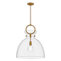 Alora Lighting Waldo 18" Wide Pendant Aged Gold / Clear Glass