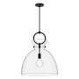 Alora Lighting Waldo 18" Wide Pendant Matte Black / Clear Glass