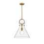 Alora Lighting Emerson 14" Wide Pendant Aged Gold / Clear Glass