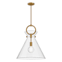 Alora Lighting Emerson 18" Wide Pendant Aged Gold / Clear Glass